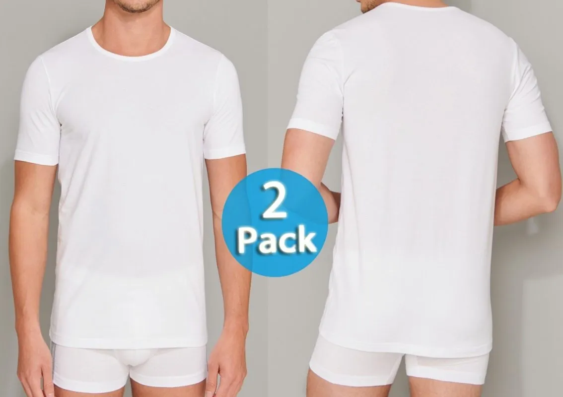 2-Pack Men's T-Shirt 1/2 SCHIESSER 95/5 - white 2-Pack Men's T-Shirt 1/2 SCHIESSER 95/5 - white