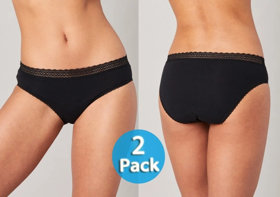 2-Pack Women's menstruation midi briefs SCHIESSER Secret Care - black 2-Pack Women's menstruation midi briefs SCHIESSER Secret Care - black