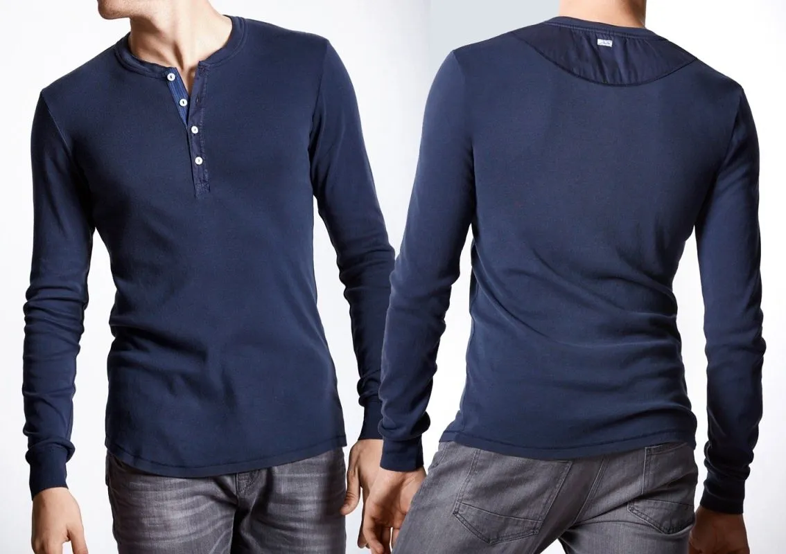 Men's Long Sleeve Top 1/1 SCHIESSER REVIVAL Karl-Heinz - dark blue Men's Long Sleeve Top 1/1 SCHIESSER REVIVAL Karl-Heinz - dark blue