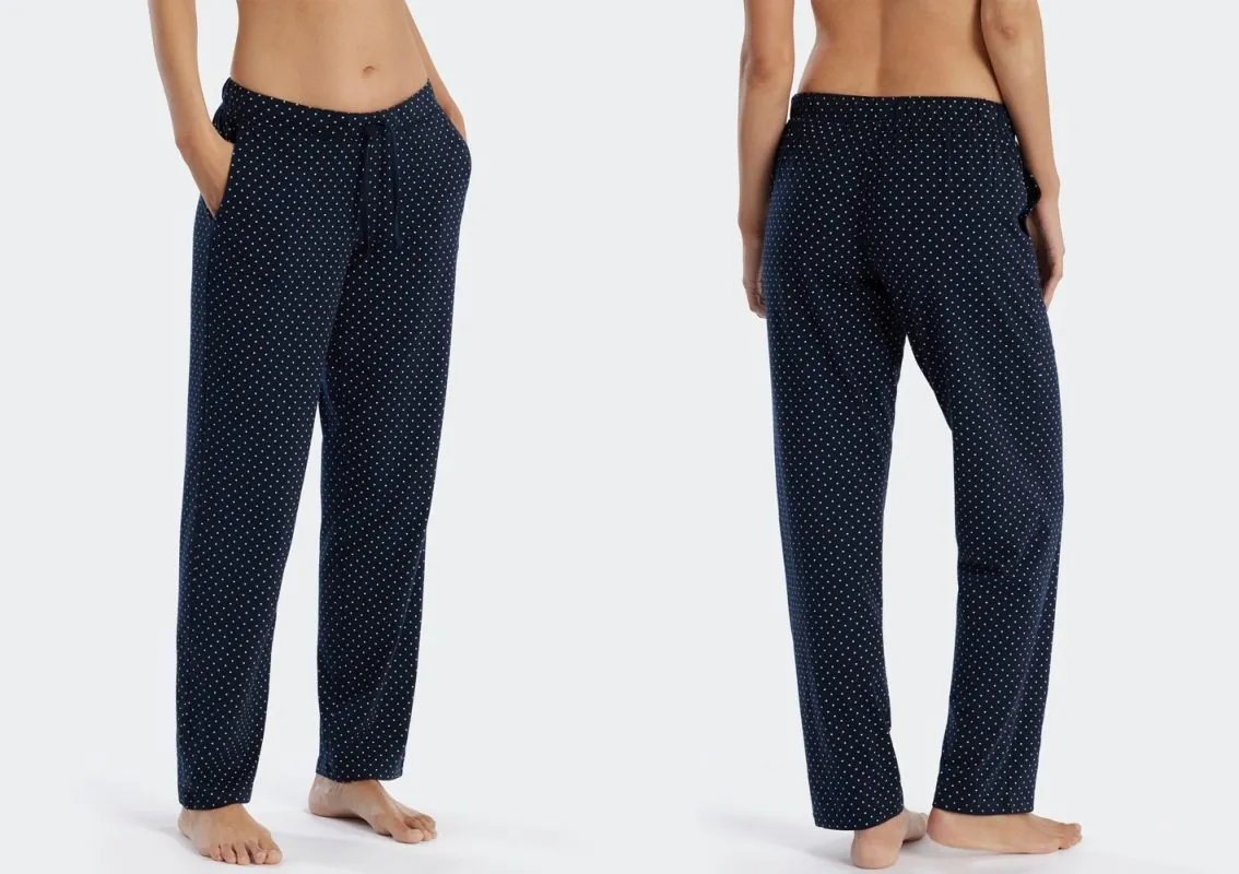 Ladies lounge pants long Schiesser Mix & Relax - dark blue dotted Ladies lounge pants long Schiesser Mix & Relax - dark blue dotted