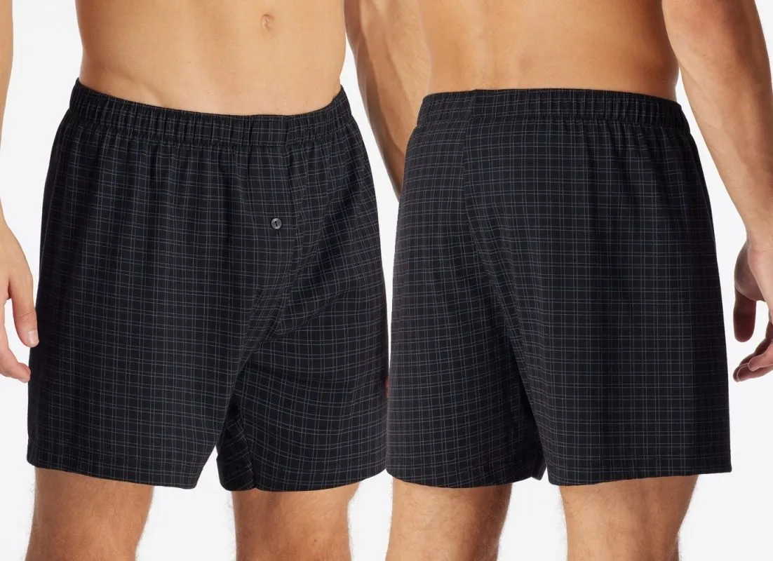 Men's Boxers SCHIESSER Cotton Casuals - black plaid Men's Boxers SCHIESSER Cotton Casuals - black plaid
