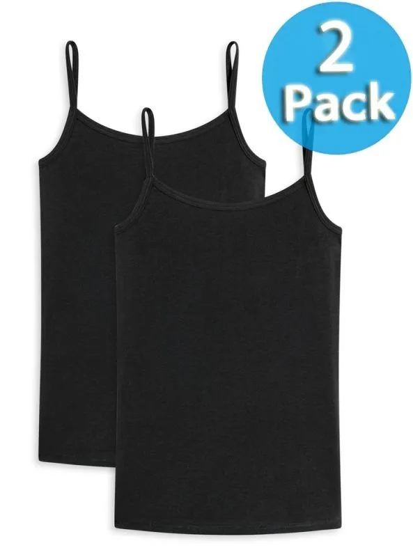 2-Pack of Girls' Vest Tops SCHIESSER 95/5 - black 2-Pack of Girls' Vest Tops SCHIESSER 95/5 - black