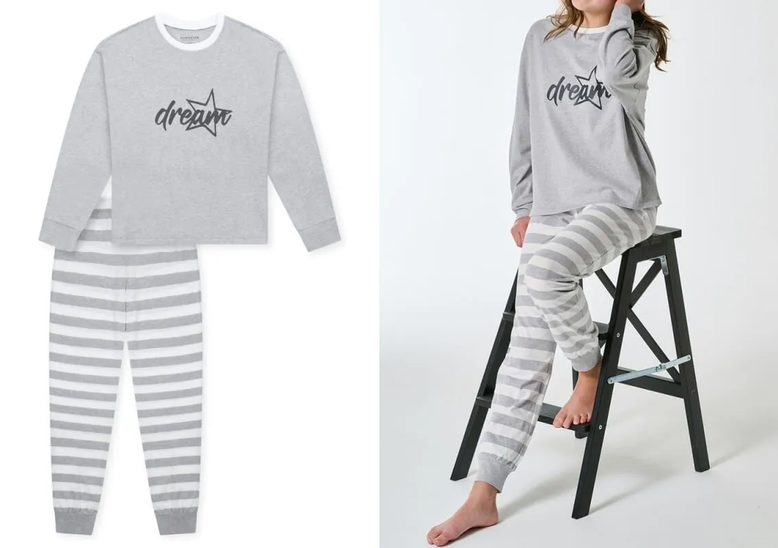 Long girls' pajamas SCHIESSER Teens Nightwear - Gray Long girls' pajamas SCHIESSER Teens Nightwear - Gray