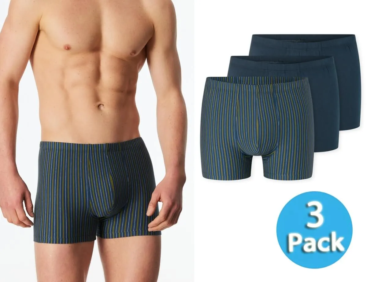 3-Pack SCHIESSER Men’s Shorts 95/5 Striped - Dark Blue/Green 3-Pack SCHIESSER Men’s Shorts 95/5 Striped - Dark Blue/Green