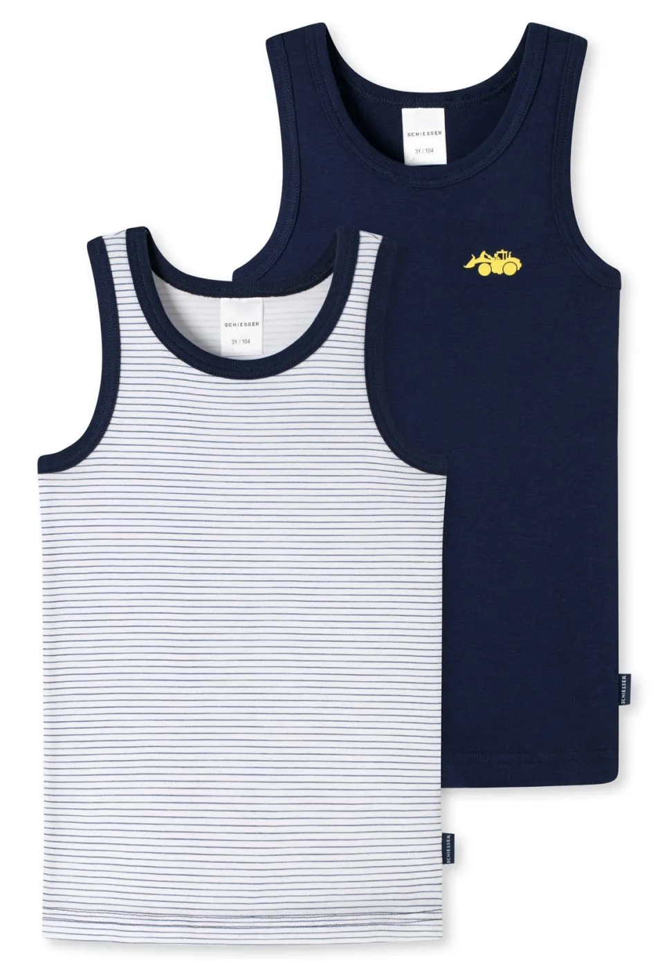 SCHIESSER Boys Undershirt Fine Rib Twin Pack Digger - Multicolour