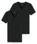 2-Pack Men's V-Neck T-Shirt 1/2 SCHIESSER 95/5 - black – view 3