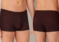 SCHIESSER Men's Boxer Briefs Long Life Soft - black red striped