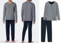 Langer Herren Schlafanzug SCHIESSER Selected Premium Inspiration - blau