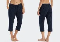 Ladies pants 3/4 long Schiesser Mix & Relax - dark blue dotted