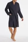 Men's Bathrobe SCHIESSER Essentials Waffle Piqué Look - anthracite – view 2