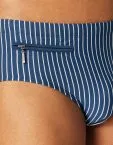 SCHIESSER Men's Aqua Swim Briefs with Zip Pocket - Blue-White Striped – view 5