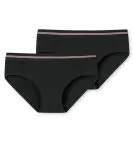 SCHIESSER Girls' Panties Long Life Rib 2-Pack - Black