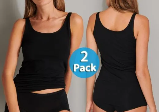 2-Pack Ladies' Vest Tops SCHIESSER 95/5 - black 2-Pack Ladies' Vest Tops SCHIESSER 95/5 - black