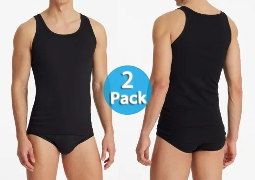 2-Pack Men's Vest Tops SCHIESSER Original Fine Rib - black 2-Pack Men's Vest Tops SCHIESSER Original Fine Rib - black