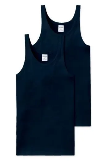 2-pack Men's Vest Tops SCHIESSER Cotton Essentials Fine Rib - navy blue 2-pack Men's Vest Tops SCHIESSER Cotton Essentials Fine Rib - navy blue