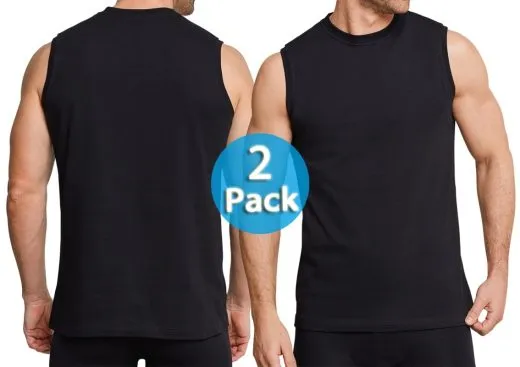 2-Pack Men's Vest Tops SCHIESSER American - black 2-Pack Men's Vest Tops SCHIESSER American - black
