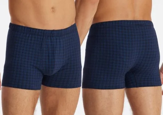 Men's Boxer Briefs SCHIESSER Cotton Casuals - dark blue plaid Men's Boxer Briefs SCHIESSER Cotton Casuals - dark blue plaid
