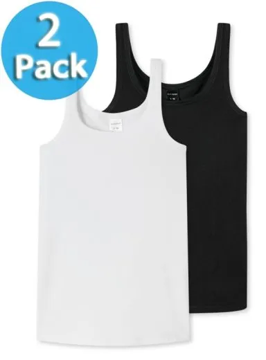 2-Pack of Girls Vest Tops SCHIESSER 95/5 - Black and White 2-Pack of Girls Vest Tops SCHIESSER 95/5 - Black and White