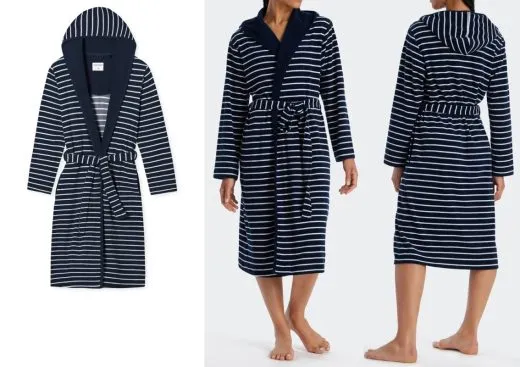 Womens bathrobe SCHIESSER Feather Terry - navy/white striped Womens bathrobe SCHIESSER Feather Terry - navy/white striped
