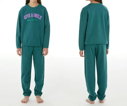 SCHIESSER Girls' Long Pyjama Set Teens Nightwear - Green SCHIESSER Girls' Long Pyjama Set Teens Nightwear - Green