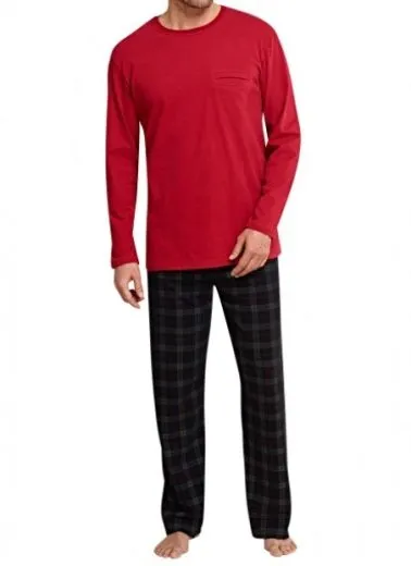 Schiesser Men's Long Pyjamas Bordeaux