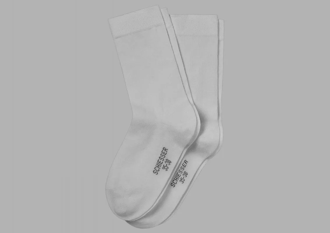 2-Pack SCHIESSER Women Socks Cotton Fit white 2-Pack SCHIESSER Women Socks Cotton Fit white