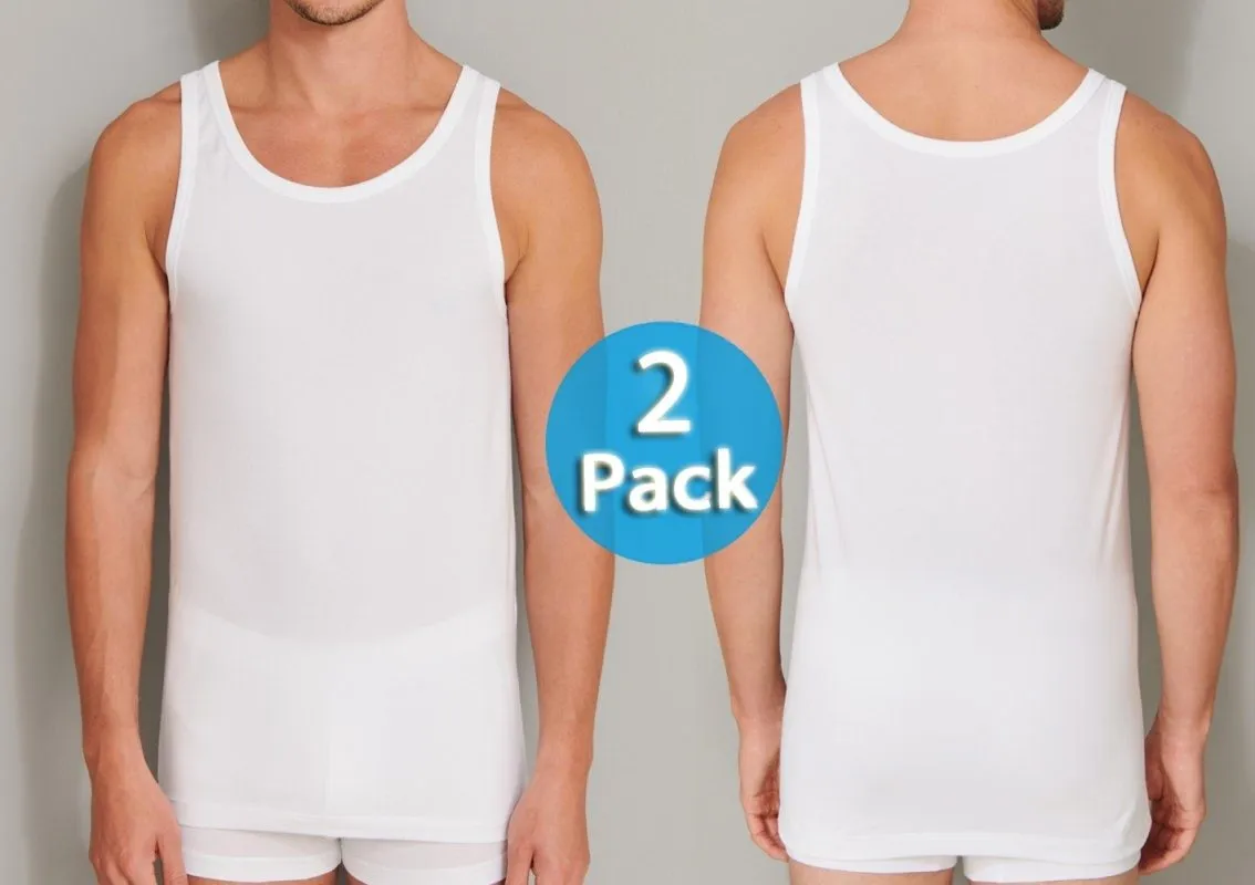 2-Pack Men's Vest Top without sleeves SCHIESSER 95/5 - white