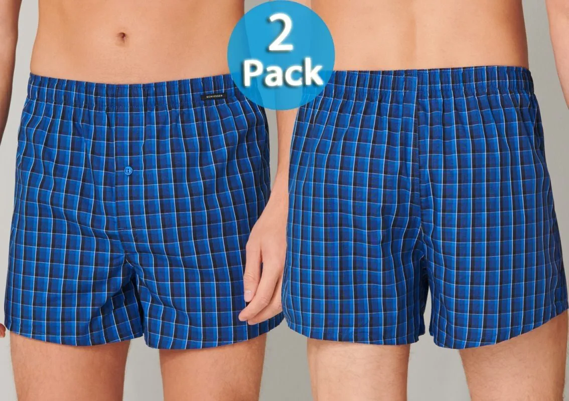2-Pack of Men's Boxer Shorts SCHIESSER Essentials - blue 2-Pack of Men's Boxer Shorts SCHIESSER Essentials - blue