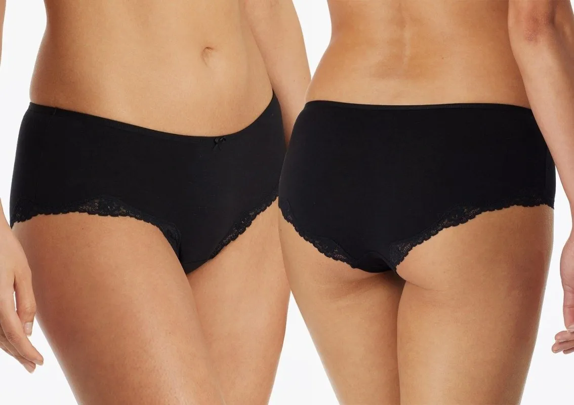 Women's Hipster Briefs SCHIESSER Pure Cotton - black Women's Hipster Briefs SCHIESSER Pure Cotton - black