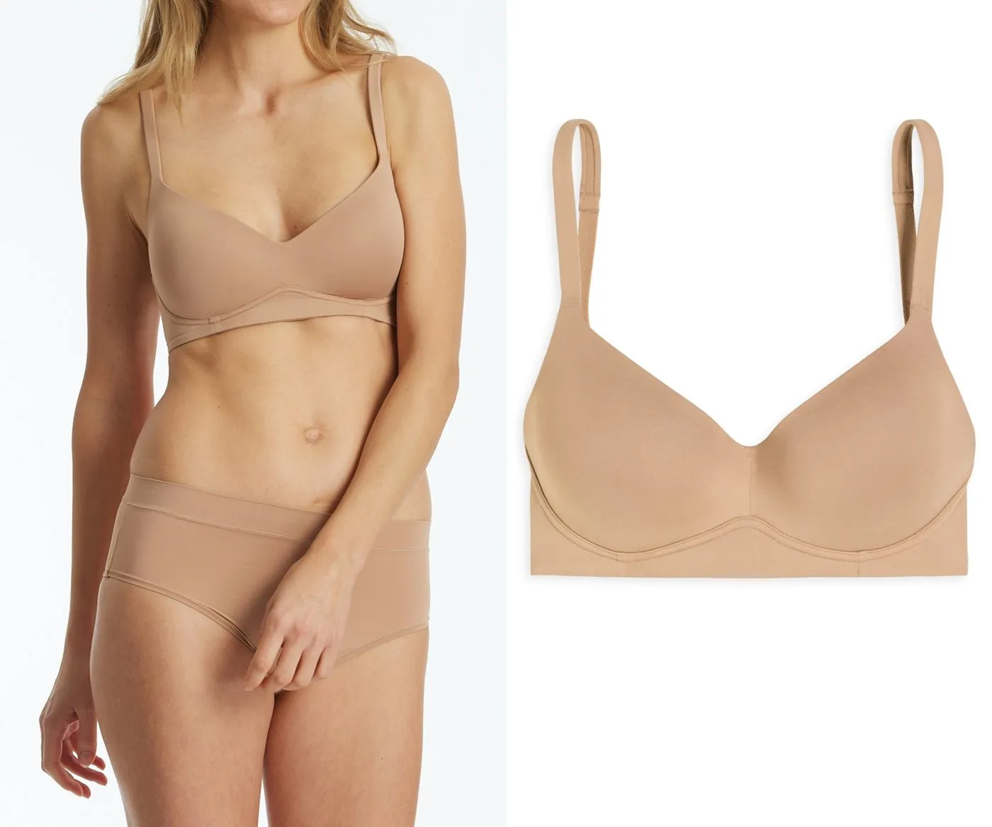 SCHIESSER Women's Soft Bra with Cups Unique Micro - Beige
