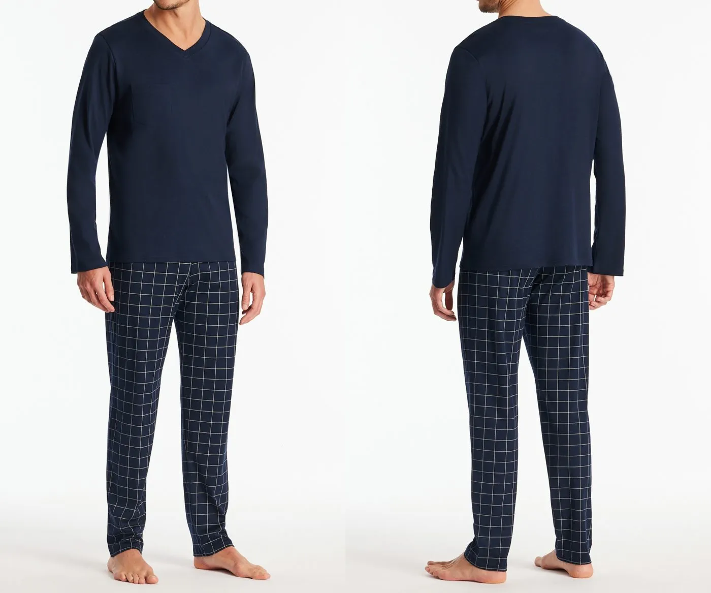 SCHIESSER Men's Long Pyjama Set Fine Interlock - Midnight blue