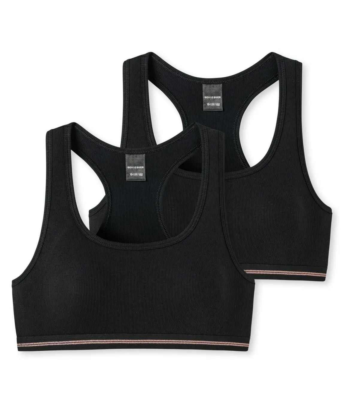 SCHIESSER Girls Bustier Two-Pack Long Life Rib - Black