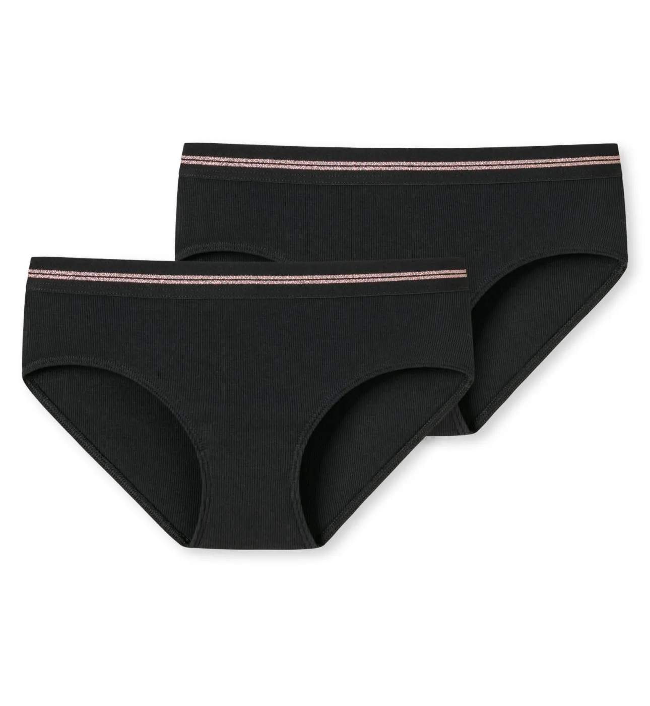 SCHIESSER Girls' Panties Long Life Rib 2-Pack - Black
