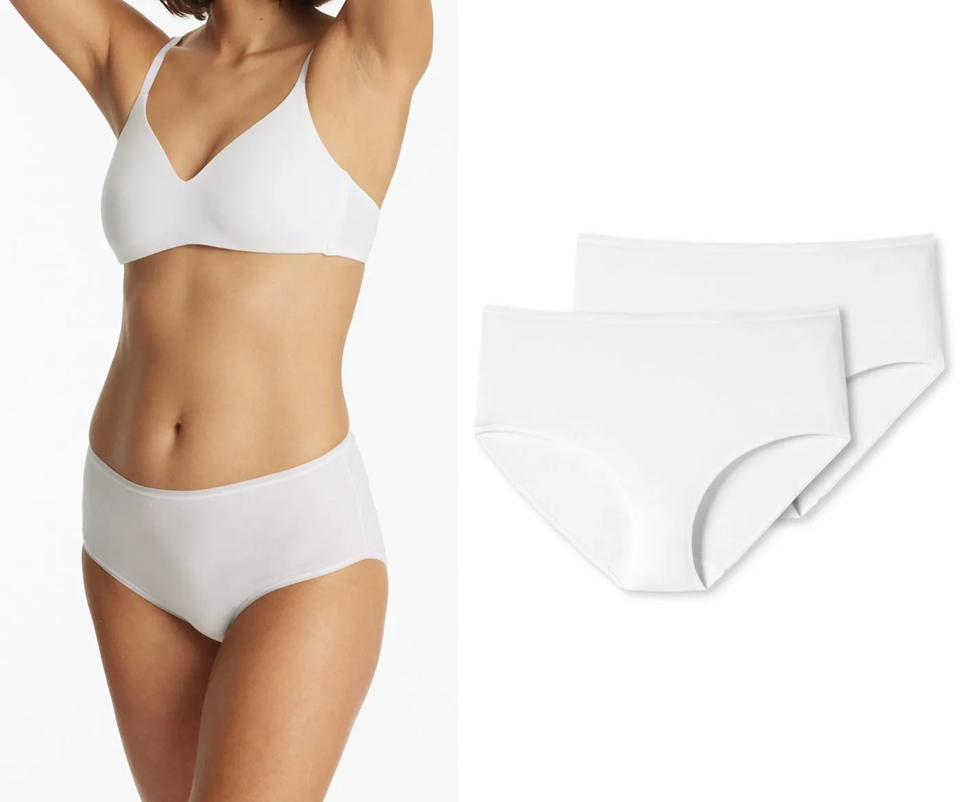 SCHIESSER Women's 2PACK Midi 95/5 - White