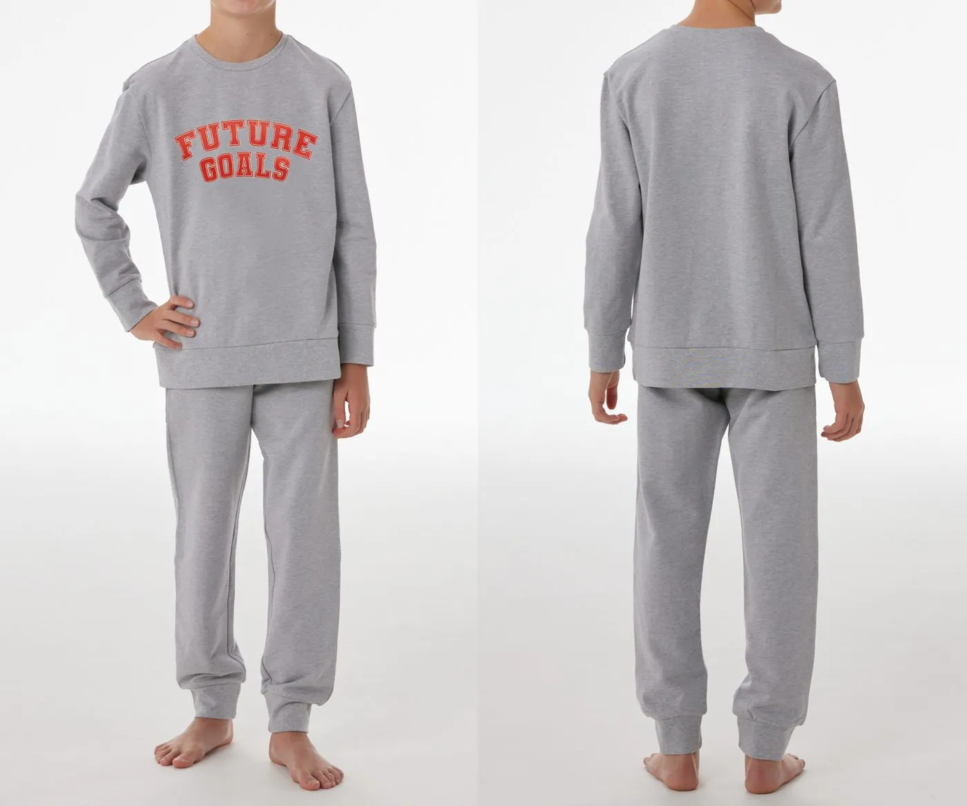 SCHIESSER Boys’ Long Pyjamas Sweatware - Grey Marl