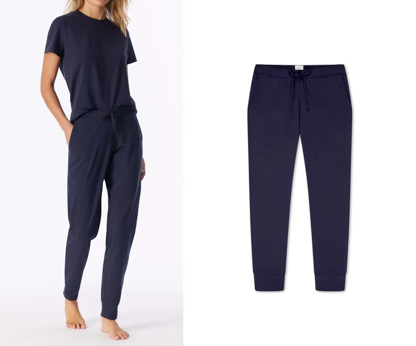 SCHIESSER Women's Mix+Relax Cuffed Lounge Trousers - Dark Blue