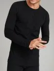 SCHIESSER 95/5 Men's Long Sleeve Top 1/1 - black – view 2