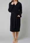 Women's Bathrobe with hood SCHIESSER Essentials - dark blue – view 2