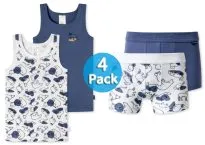 SCHIESSER Underwear Set 4-Pack of Boys' Boxer Briefs ans Shirts - white and blue