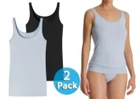 2-Pack Ladies' Vest Tops 0/0 SCHIESSER 95/5 - black and light blue