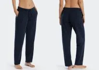 Ladies lounge pants long Schiesser Mix & Relax - dark blue dotted