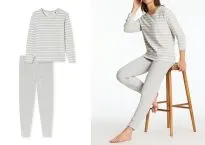 SCHIESSER Casual Essentials women's long pajama - gray