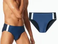 SCHIESSER Aqua Men's Swim Briefs with Contrast Stripes - Blue