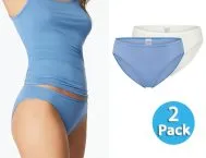 SCHIESSER Women's Modal Essentials Tai Briefs 2-Pack - Light Blue/Cream