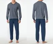SCHIESSER Men's Long Pyjamas Comfort Essentials - Blue