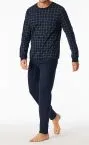 SCHIESSER Men's Long Pyjamas Fine Interlock Checkered - Midnight Blue – view 3