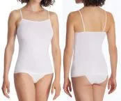 White women's spaghetti tops in a twin pack from the SCHIESSER 95/5 line
