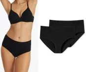 Black women's midi briefs in a two-pack from the SCHIESSER 95/5 line