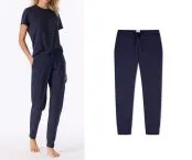 Dark blue women's cuffed lounge trousers from SCHIESSER Mix+Relax