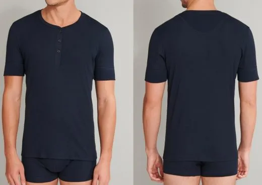 Men's T-Shirt Schiesser Retro Rib - dark blue Men's T-Shirt Schiesser Retro Rib - dark blue